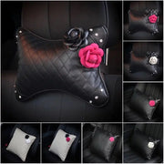 Coussin Repose-Tête Voiture GiveMOJO Camélia Rose Et Noir - ConfortVoiture.fr