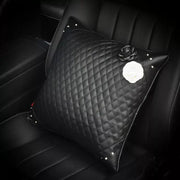 Coussin Repose-Tête Voiture Motif Camélias Noir Et Blanc - ConfortVoiture.fr