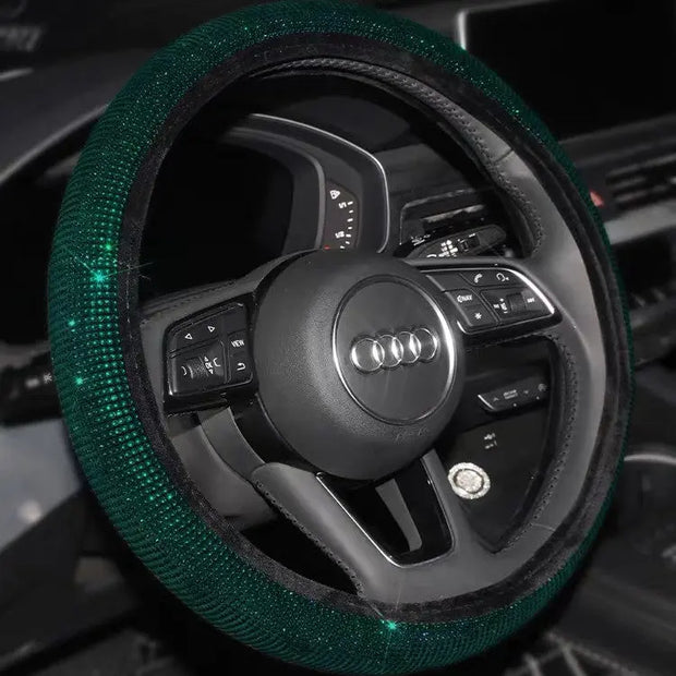 Housse De Volant Strass Brillant Vert - ConfortVoiture.fr