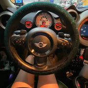 Housse De Volant Strass Brillant Vert - ConfortVoiture.fr