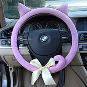 Housse De Volant Chat Avec Oreilles Et Nœud Pour Voiture - ConfortVoiture.fr