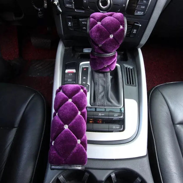 Housses Frein À Main et Levier De Vitesse Velours Violet - ConfortVoiture.fr