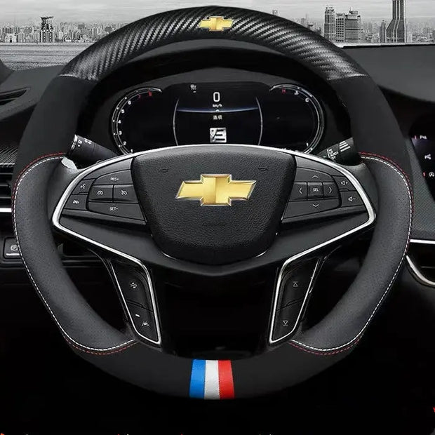 Housse De Volant Cuir Et Carbone Pour Chevrolet Chevy - ConfortVoiture.fr