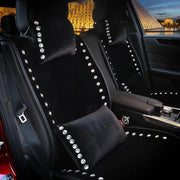 Coussins Décoratifs Noir En Velours Avec Strass Pour Voiture - ConfortVoiture.fr