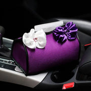 Boîte À Mouchoirs Violet Pour Voiture Avec Fleur En Chiffon - ConfortVoiture.fr
