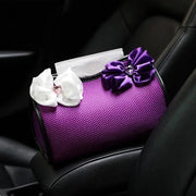 Boîte À Mouchoirs Violet Pour Voiture Avec Fleur En Chiffon - ConfortVoiture.fr