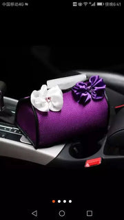 Boîte À Mouchoirs Violet Pour Voiture Avec Fleur En Chiffon - ConfortVoiture.fr