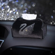 Boîte À Mouchoirs Voiture Élégante Avec Cygne Strass - ConfortVoiture.fr