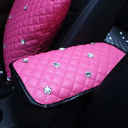 Couvre-Console De Voiture Rose Avec Strass - ConfortVoiture.fr
