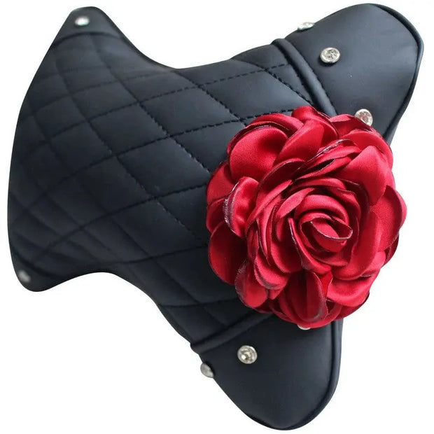 Coussin Appui-Tête Voiture En Cuir Noir Forme D'Os - ConfortVoiture.fr