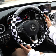 Housse De Volant Mini Cooper Motif Échiquier - ConfortVoiture.fr