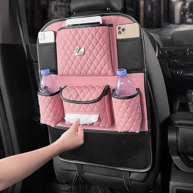 Organiseur De Siège Arrière Rose Bling - ConfortVoiture.fr