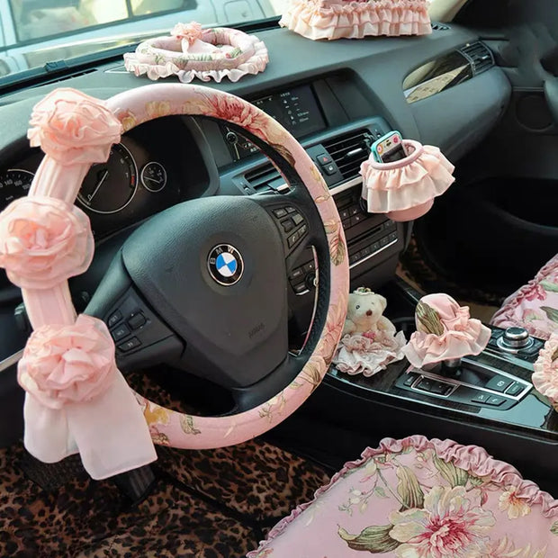 Housse De Volant Rose Avec Protège-Ceinture Assorti - ConfortVoiture.fr