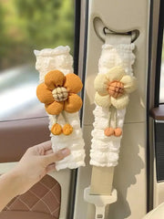 Protège-Ceinture Doux Avec Décoration Tournesol - ConfortVoiture.fr