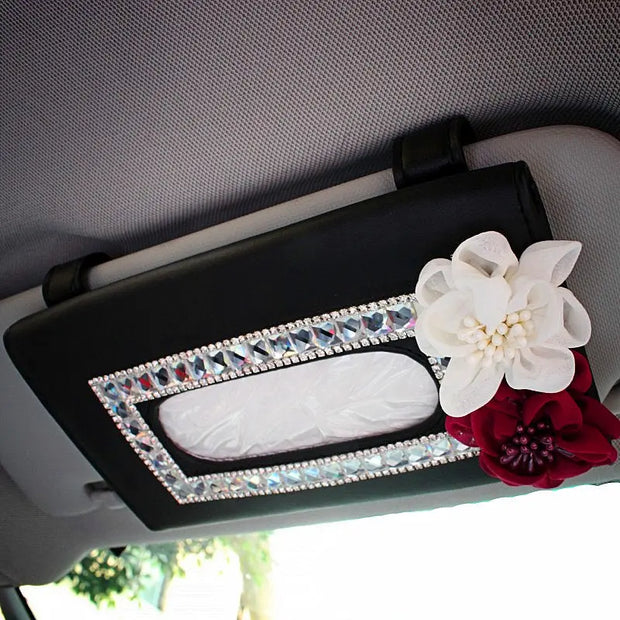 Organisateur Pare-Soleil Voiture Avec Fleurs Étincelantes - ConfortVoiture.fr