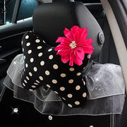 Coussin Appui-Tête Voiture Motif Pois Fleur - ConfortVoiture.fr