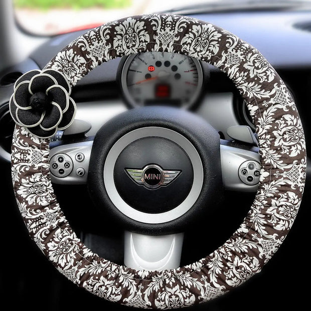 Housse De Volant Imprimé Damask Avec Fleurs - ConfortVoiture.fr
