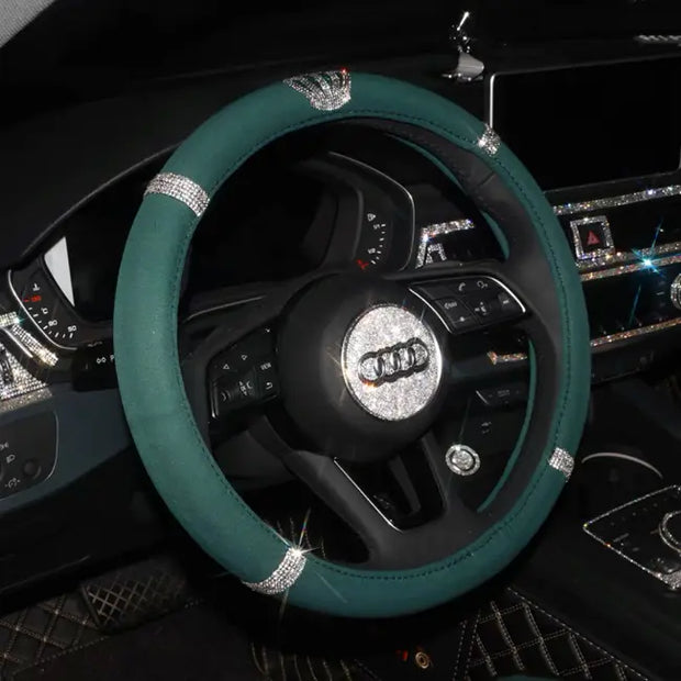 Housse De Volant Verte Avec Couronne Décorative - ConfortVoiture.fr