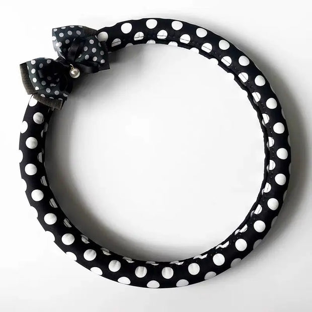 Housse De Volant À Pois Avec Nœud En Chiffon - ConfortVoiture.fr