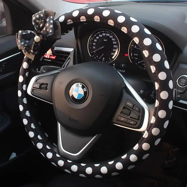 Housse De Volant À Pois Avec Nœud En Chiffon - ConfortVoiture.fr