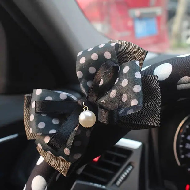 Housse De Volant À Pois Avec Nœud En Chiffon - ConfortVoiture.fr