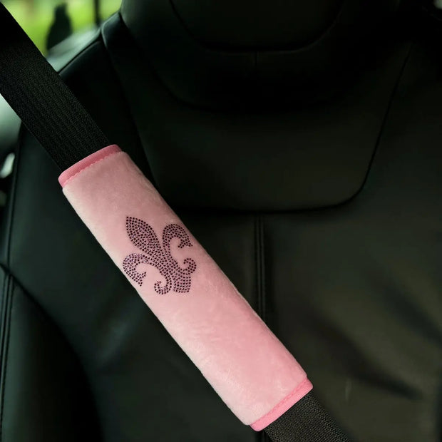 Protège-Ceinture Rose Avec Strass Pour Siège Auto (Lot de 2) - ConfortVoiture.fr