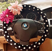 Housse De Volant À Pois Avec Fleurs En Chiffon - ConfortVoiture.fr