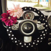 Housse De Volant À Pois Avec Fleurs En Chiffon - ConfortVoiture.fr