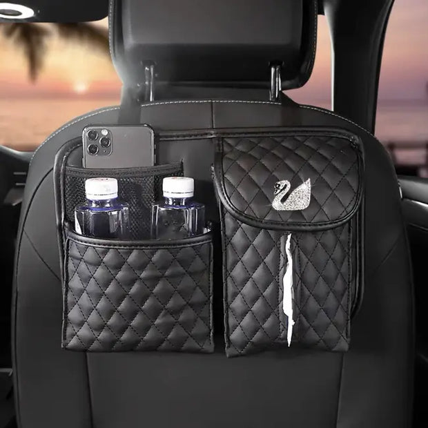 Organiseur De Siège Arrière Noir Avec Support Téléphone - ConfortVoiture.fr