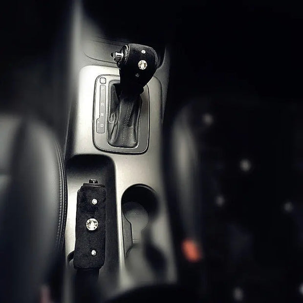 Manchon De Frein À Main & Levier De Vitesse Velours Noir - ConfortVoiture.fr